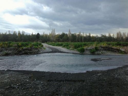 road interrupted by a stream