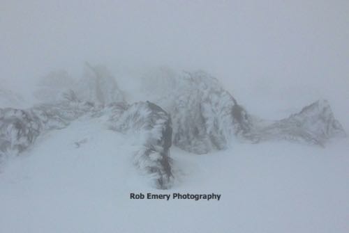 ice covered rocks at the top of Mt. Ruapehu