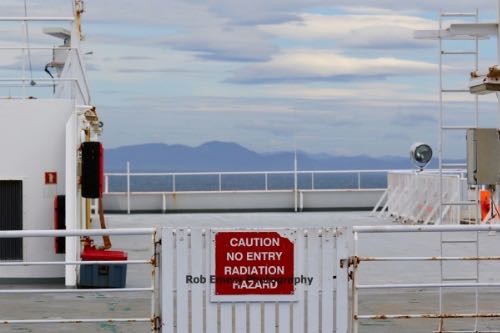 radiation sign on ferry